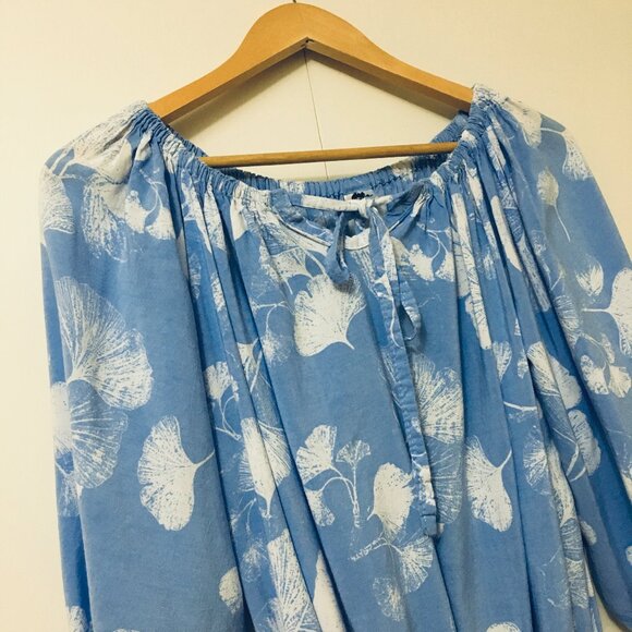 Silverwood Qualicum Beach Ruched Sky Blue Boho Top - Picture 4 of 15